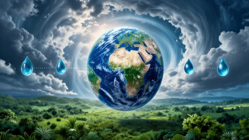 Ciclo de agua detallado y vibrante
