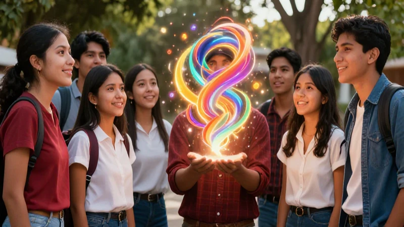 Importancia: definición y concepto de su relevancia actual 4 Estudiantes mexicanos observan un concepto importante brillante