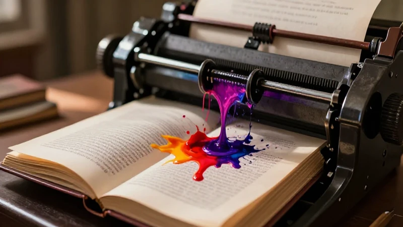 Impresión vibrante, libro abierto y luz cinematográfica