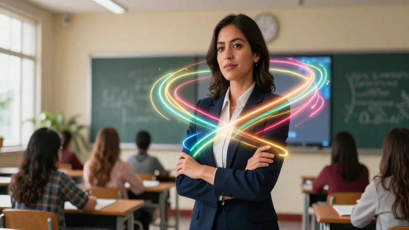 Impulso Docente: Estrategias para Transformar la Educación 7 Profesora mexicana con luz y conocimiento