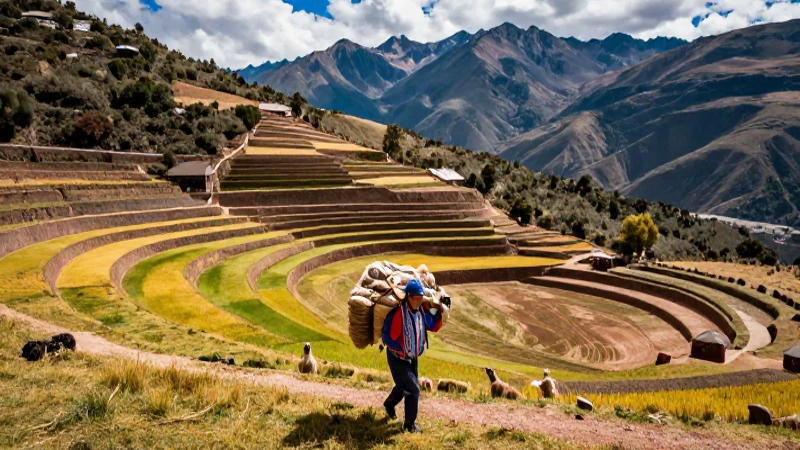 Incas: Su Cultura, Religión, Economía y Organización Social 4 Cosecha inca vibrante en los majestuosos Andes