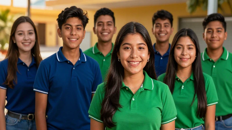Ilustración vibrante de estudiantes mexicanos sonrientes