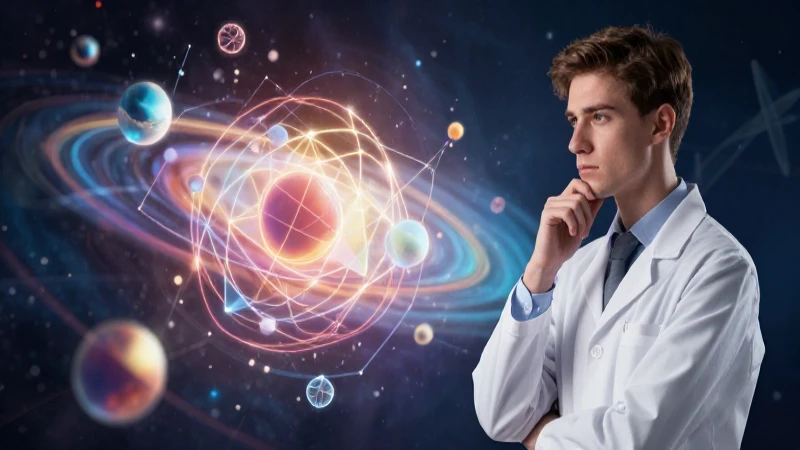 Investigador creativo proyectando teorías científicas abstractas