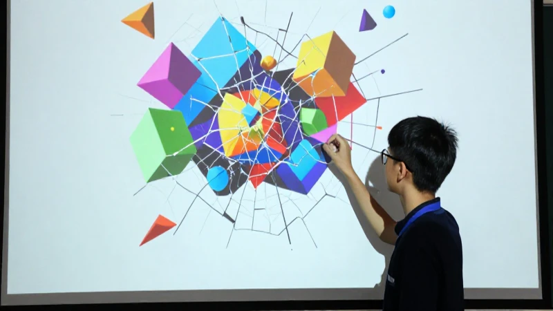 Estudiante observa fragmentos de conocimiento roto