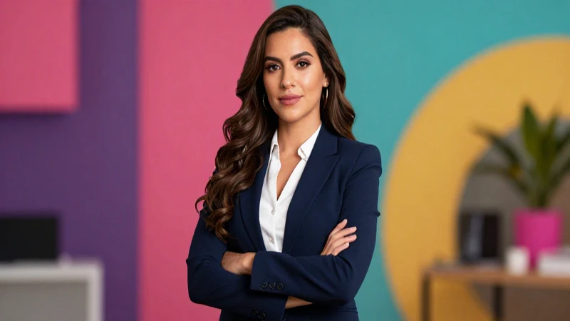 Mujer profesional moderna y vibrante con estética premium
