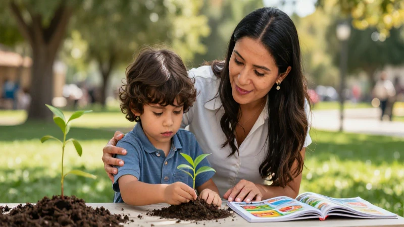 Indulgencia: significado, definición y concepto detallado 8 Madre guía a hijo en aprendizaje vibrante y luminoso