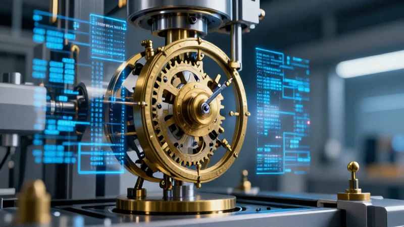 Mecánica industrial vintage se fusiona con tecnología futurista