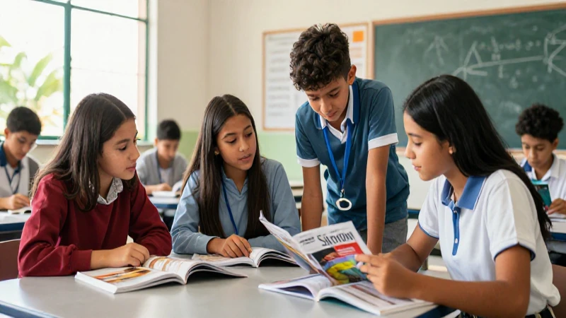Clase vibrante con estudiantes mexicanos colaborando