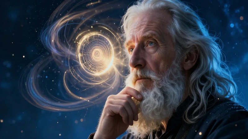 Sabio contemplando misterios cósmicos