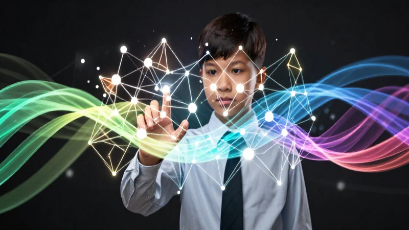 Inferencias: qué es, conceptos, métodos y ejemplos claros 4 Estudiante interactúa con red de lógica geométrica