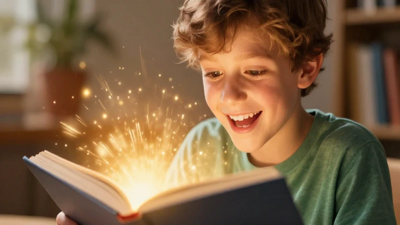 Ilustración vibrante de lector inspirado mágico