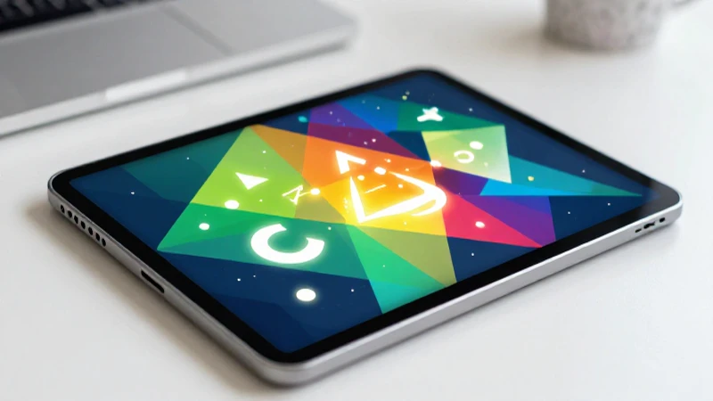 Ilustración digital moderna sobre una tablet con patrones abstractos