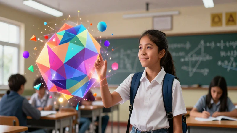 Estudiante mexicano con conceptos matemáticos abstractos