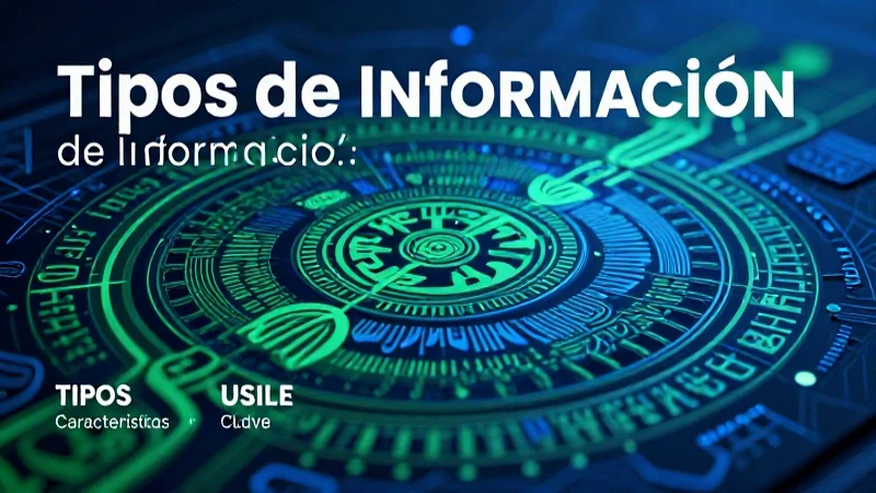 Información: Concepto, Tipos, Usos y Características Clave 3 Infografía sobre tipos de datos con estética moderna