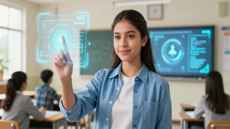 Ilustración profesional de estudiante con guía digital