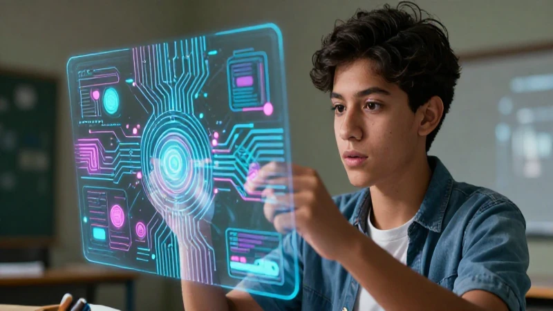 Joven mexicano con circuitos hologramas