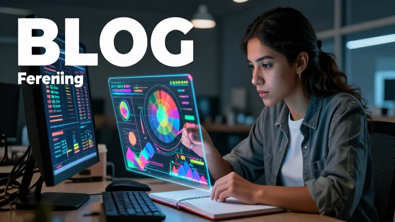 Joven analiza datos holográficos vibrantes en estudio
