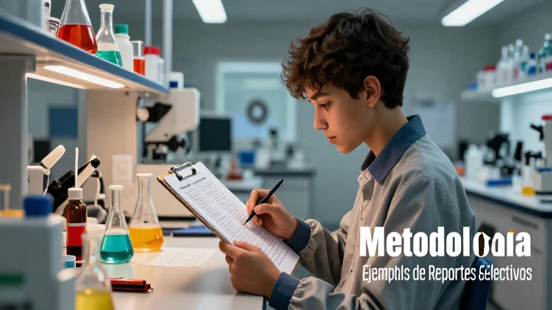 Estudiante revisando datos experimentales en laboratorio