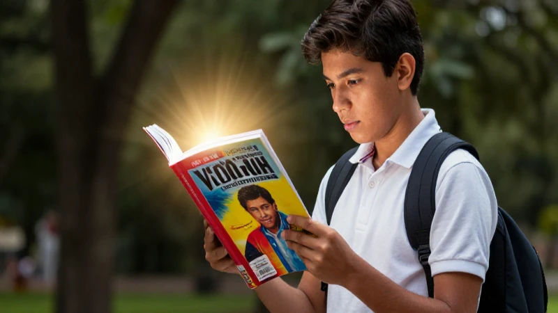 Joven estudiante mexicano aprende con libros