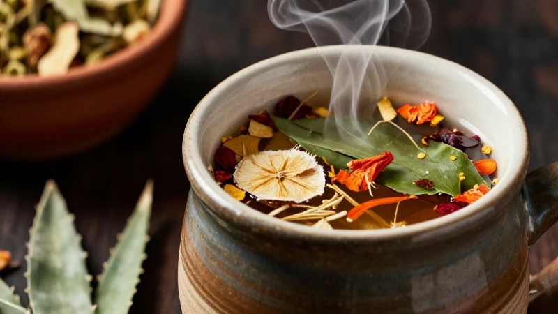 Infusión: Definición, usos y propiedades esenciales 3 Mug de infusión herbal con elementos naturales