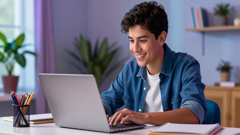Ingeniosas estrategias de Aprendo en Casa para el éxito 9 Joven mexicano estudia con estilo profesional