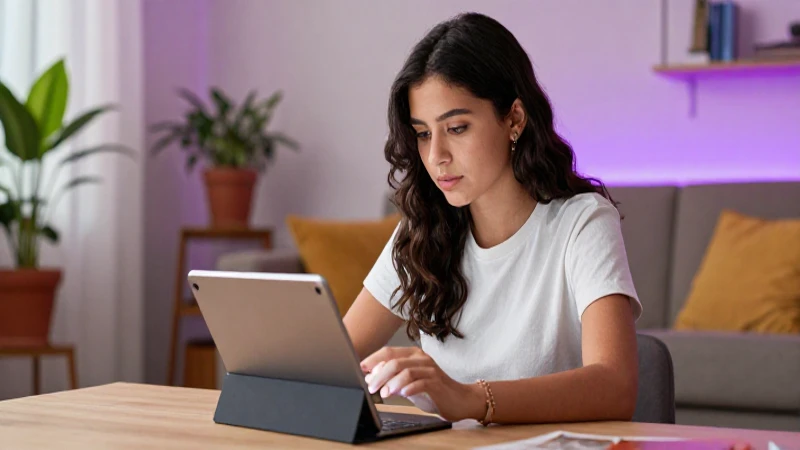 Ingeniosas estrategias de Aprendo en Casa para el éxito 5 Mujer enfocada en proyecto digital de STEM