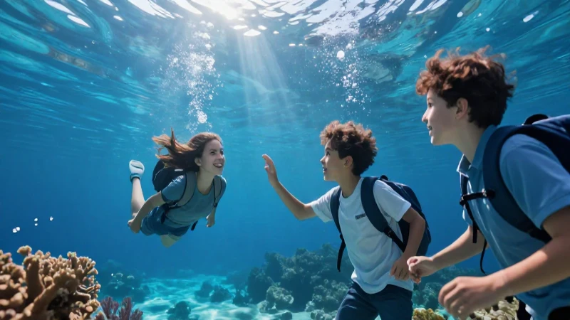 Inmersión: Qué es, definición y concepto explicado 3 Estudiante explora bajo el mar con luz vibrante