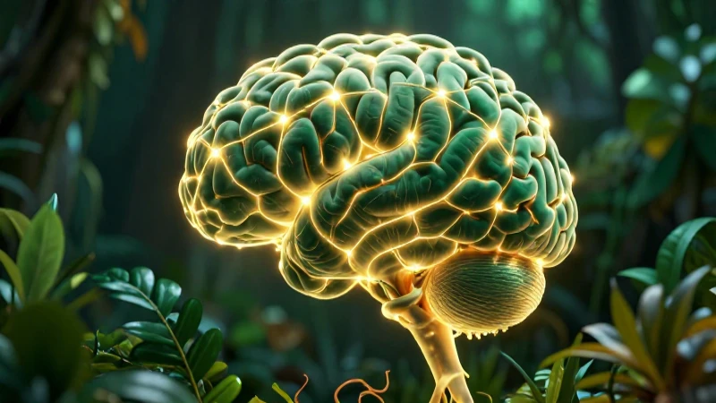 Innatas: Definición y concepto en la filosofía explicados 4 Red cerebral y raíces botánicas fusionadas con iluminación dramática