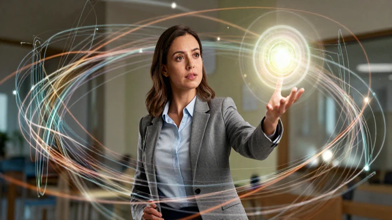 Educadora atenta en medio de energía dinámica y luz