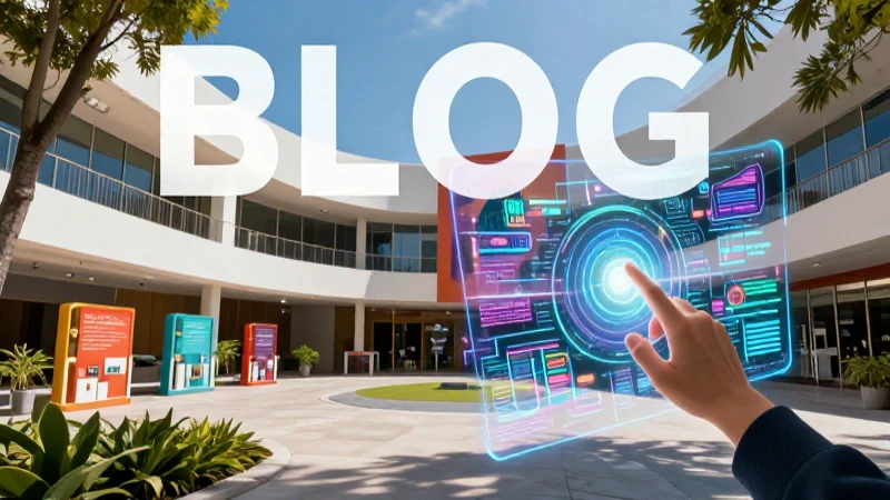 Fachada moderna y hologramas educativos mexicanos