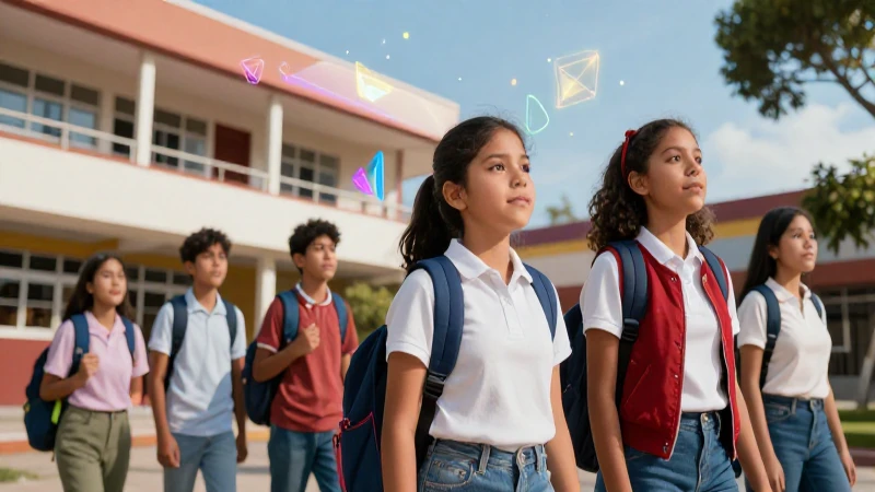 Estudiante aspiracional en escuela mexicana vibrante