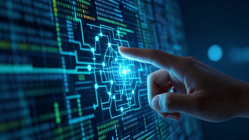 Instrucción: Definición y Concepto en Informática Actual 3 Manos interactúan con código algorítmico futurista vibrante