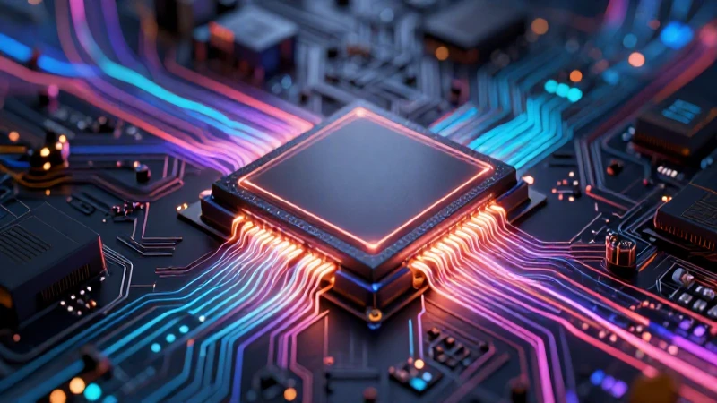 Instrucción: Definición y Concepto en Informática Actual 5 Chip de microprocesador futurista con datos brillantes