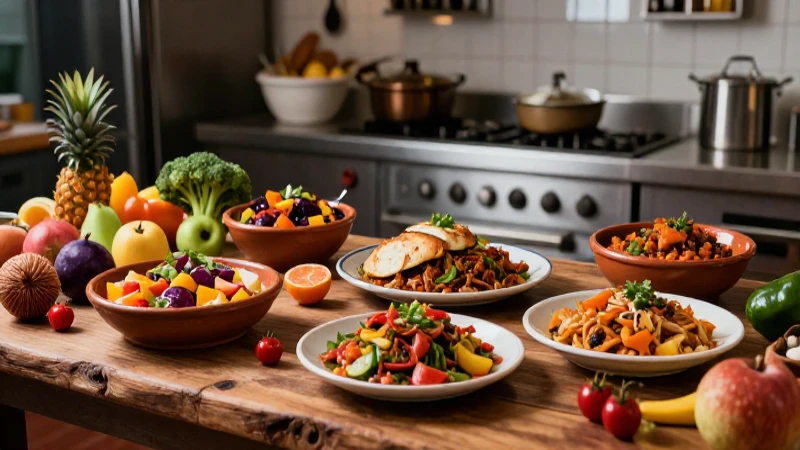 Comida mexicana vibrante en cocina profesional