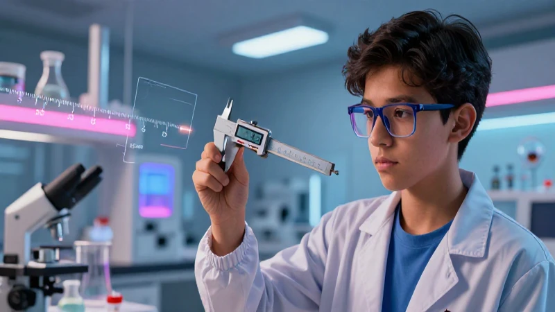Qué es un instrumento de medición y cuántos tipos hay 3 Joven mexicano midiendo en laboratorio futurista