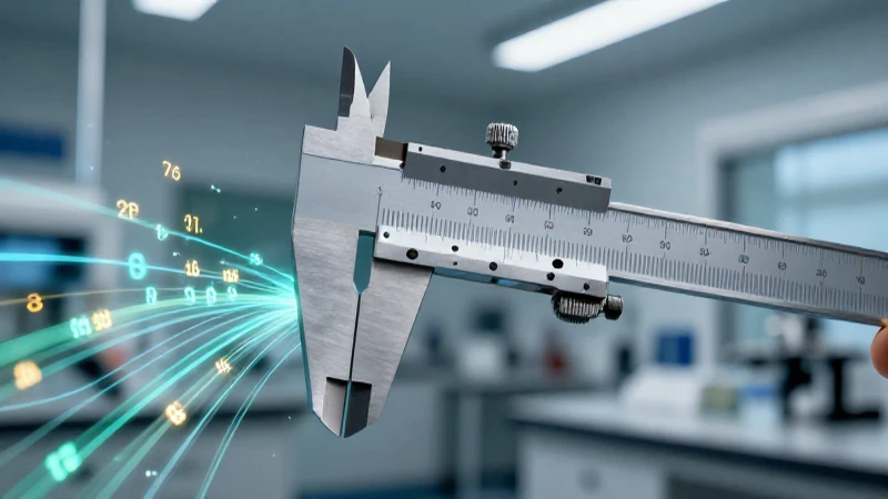 Qué es un instrumento de medición y cuántos tipos hay 4 Calibrador de precisión en laboratorio con estilo futurista