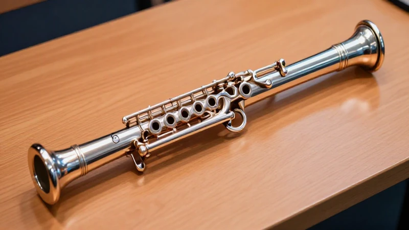 Clarinet de plata pulida en escenario moderno