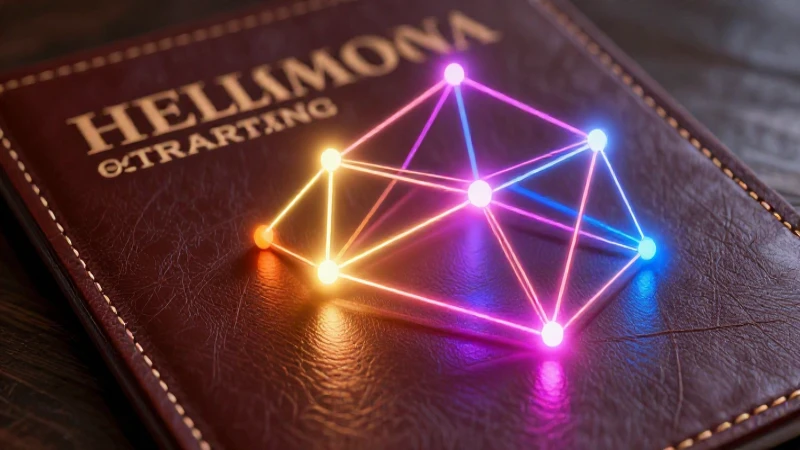 Documento legal estilizado con red geométrica brillante