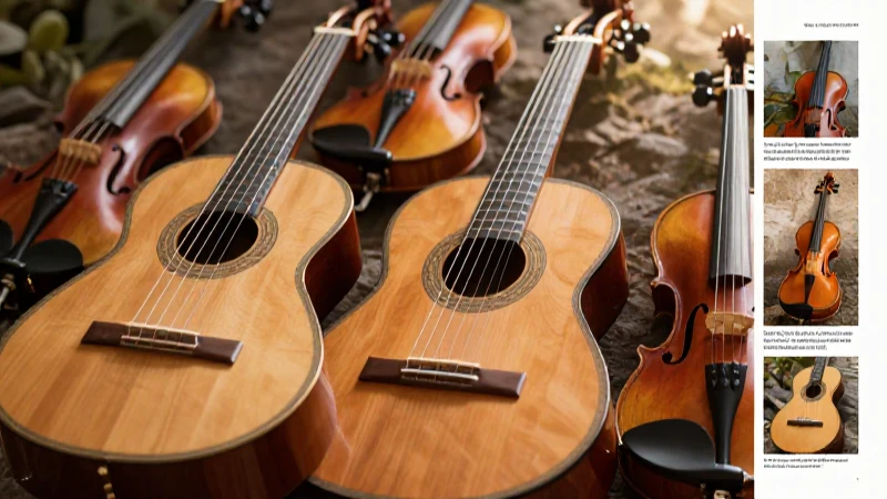 Ilustración profesional vibrante de instrumentos mexicanos