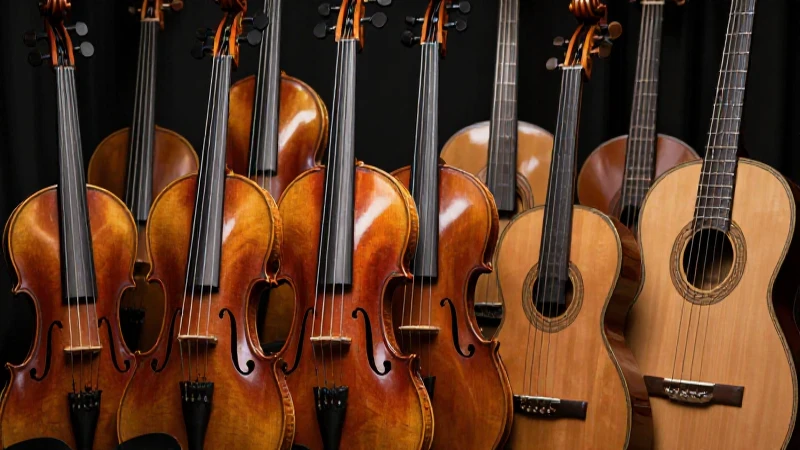 Instrumentos de cuerda esenciales en una imagen impactante