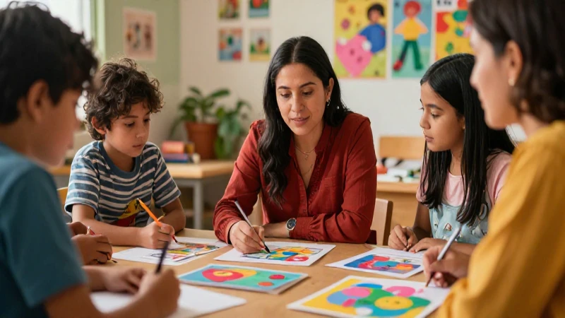 Optimiza la educación con los mejores insumos para la nueva escuela mexicana 4 Profesora mexicana vibrante en entorno educativo