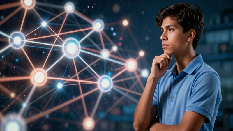 Estudiante mexicano con red de conocimiento brillante
