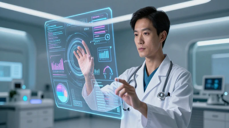 Médico interactúa con hologramas tecnológicos