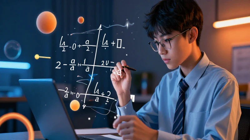 Estudiante resuelven álgebra con estilo vibrante