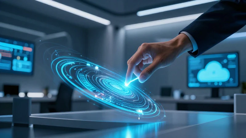 Profesional organiza datos digitales en un entorno minimalista
