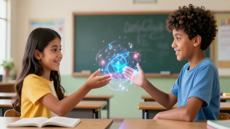 Estudiantes diversos intercambian energía conceptual brillante en aula mexicana