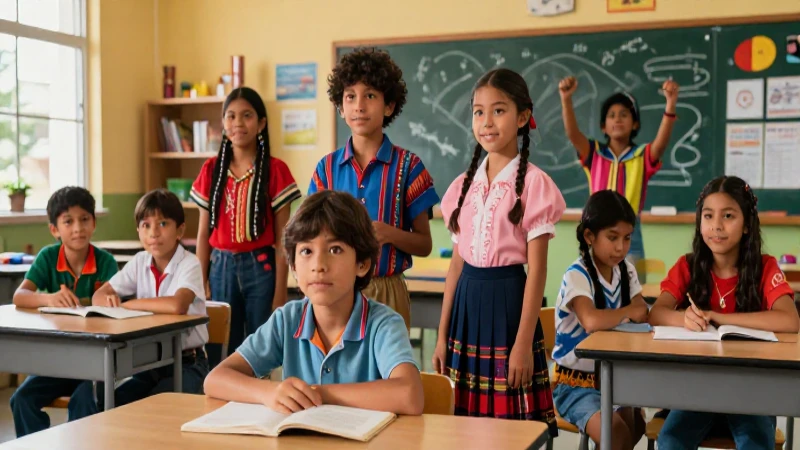 Niños mexicanos aprendiendo en un aula vibrante