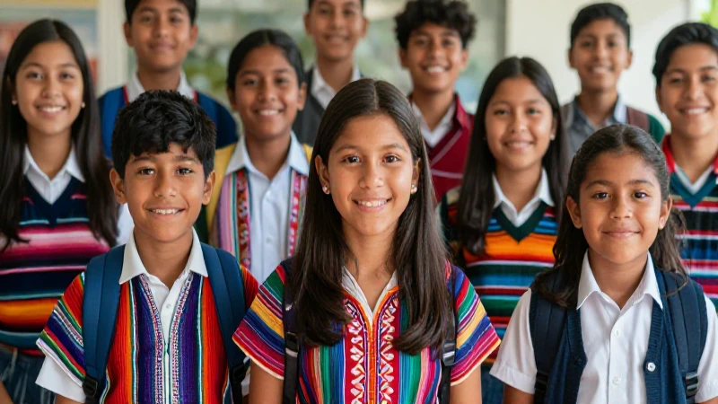 Estudiantes jóvenes vibrantes con toques mexicanos
