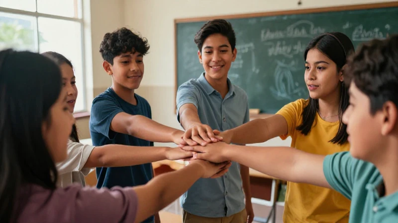 Estudiantes mexicanos colaborando en un ambiente vibrante