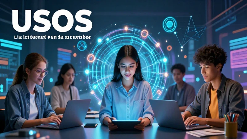 Estudiante aprende sobre Internet digital en portada